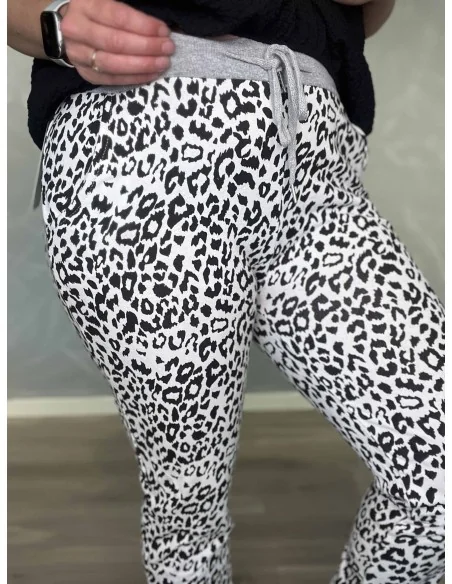 Leopardprint og lomme på sort/hvid leo bukser – TIPPY