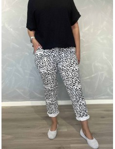 Sort/hvid leo jersey bukser i bomuld med lommer – TIPPY Italian Select TIPPY