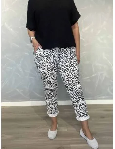 Sort/hvid leo jersey bukser i bomuld med lommer – TIPPY Italian Select TIPPY