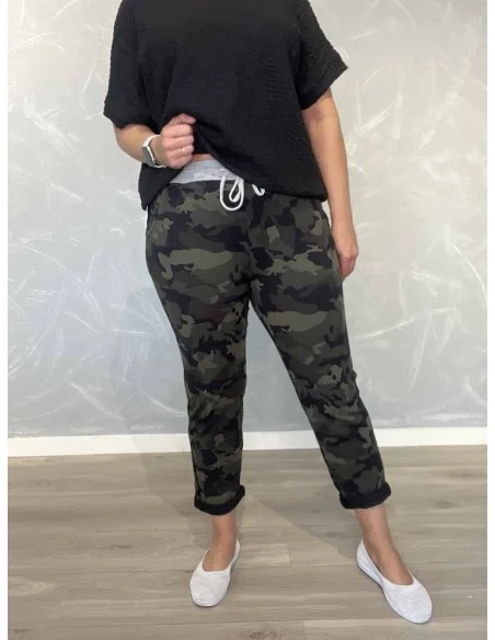 Camou jersey bukser i bomuld med lommer – TIPPY Italian Select TIPPY