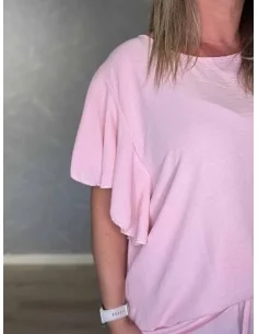 Rosa sæt i polyester, viskose og elastan med flæseærmer – TIPPY Italian Select TIPPY" 2
