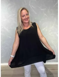 Sort ærmeløs tunika i viskose og polyester med A-facon – TIPPY Italian Select TIPPY 2
