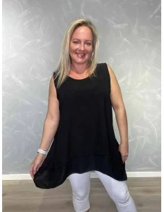 Sort ærmeløs tunika i viskose og polyester med A-facon – TIPPY Italian Select TIPPY