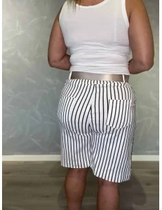 Hvid/brun shorts i viskose med bælte – TIPPY Italian Select TIPPY 2