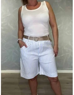 Hvid/sky shorts i viskose med bælte – TIPPY Italian Select TIPPY