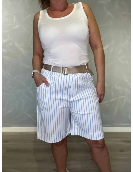 Hvid/sky shorts i viskose med bælte – TIPPY Italian Select TIPPY