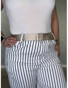 Hvid/navy shorts i viskose med bælte – TIPPY Italian Select TIPPY 2