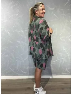 Grøn cardigan og shorts i bomuld med bladprint – TIPPY Collection TIPPY 2