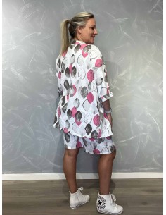 Hvid cardigan og shorts i bomuld med bladprint – TIPPY Collection TIPPY 2