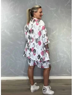 Hvid cardigan og shorts i bomuld med bladprint – TIPPY Collection TIPPY 2