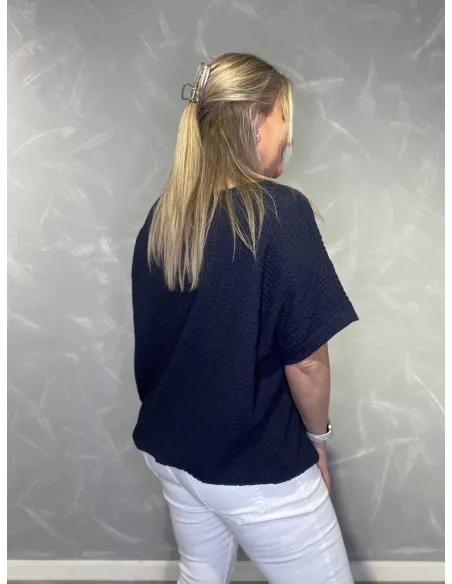 Bagside af navy bluse til kvinder – TIPPY