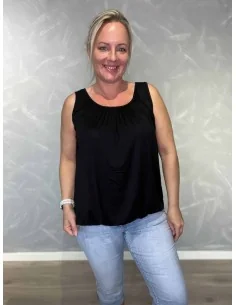 Sort top i viskose med elastik forneden – TIPPY Collection TIPPY