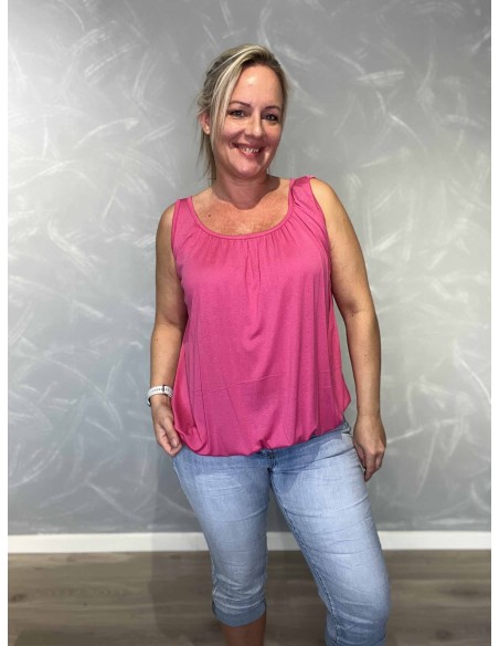 Pink top i viskose med elastik forneden – TIPPY Collection TIPPY