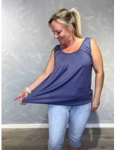 Jeans blå top i viskose med elastik forneden – TIPPY Collection TIPPY 2