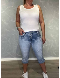 Lys denim knickers i stretch denim med knapper – Karostar TIPPY