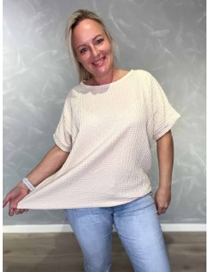 SAND bluse i viskose med struktur og elastik – TIPPY Collection TIPPY