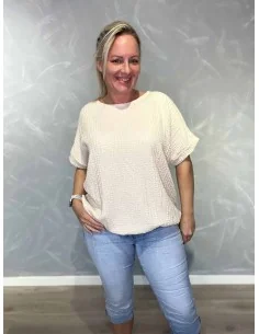 SAND bluse i viskose med struktur og elastik – TIPPY Collection TIPPY 2