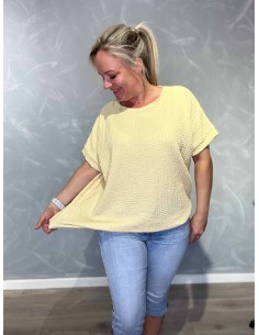 Gul bluse i viskose med struktur og elastik – TIPPY Collection TIPPY 2