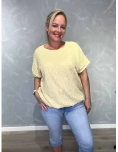 Gul bluse i viskose med struktur og elastik – TIPPY Collection TIPPY
