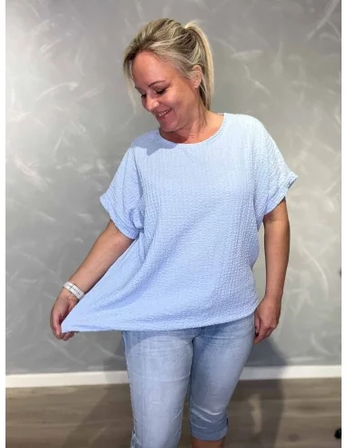 Sky bluse med struktur og elastik til kvinder – TIPPY Collection