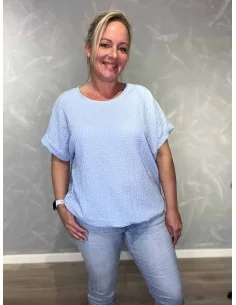 Sky bluse med struktur og elastik til kvinder – TIPPY Collection