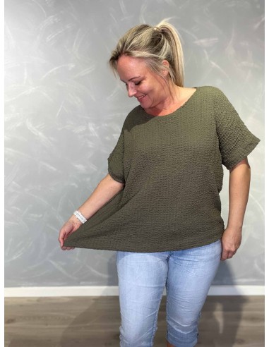 Army bluse med struktur og elastik til kvinder – TIPPY Collection