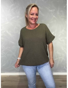 Army bluse med struktur og elastik til kvinder – TIPPY Collection