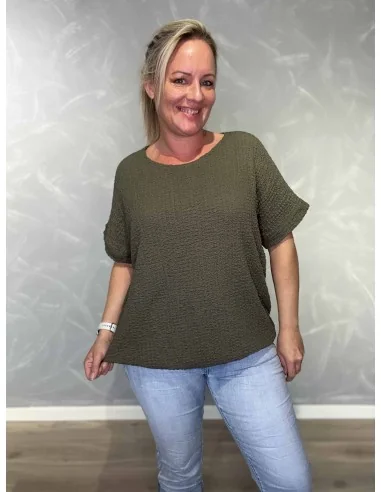 Army bluse med struktur og elastik til kvinder – TIPPY Collection