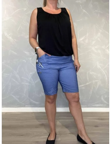 Denim shorts i bomuld og elastan med lynlåsdetalje – Cherry Berry TIPPY