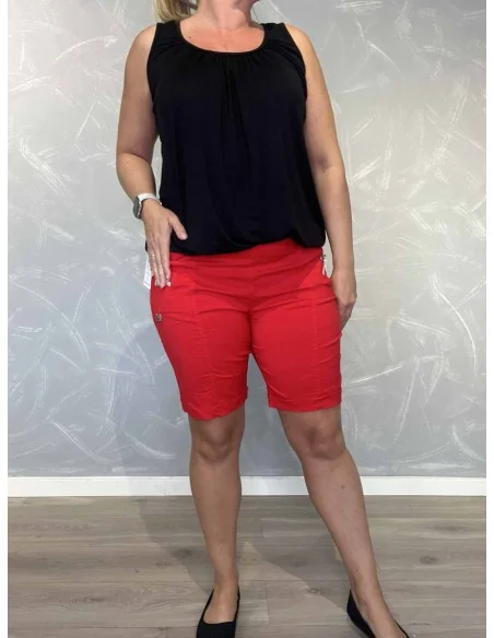 Røde shorts i bomuld og elastan med lynlåsdetalje – Cherry Berry TIPPY