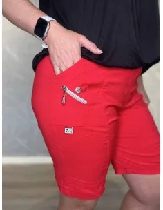 Røde shorts i bomuld og elastan med lynlåsdetalje – Cherry Berry TIPPY 2