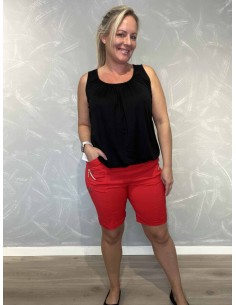 Røde shorts i bomuld og elastan med lynlåsdetalje – Cherry Berry TIPPY