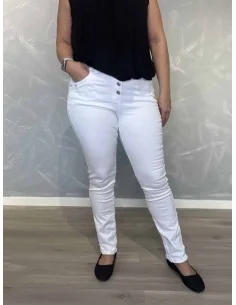 Hvid jeans i stretch denim med knapper – Karostar TIPPY