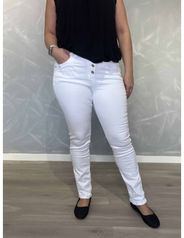 Hvid jeans i stretch denim med knapper – Karostar TIPPY