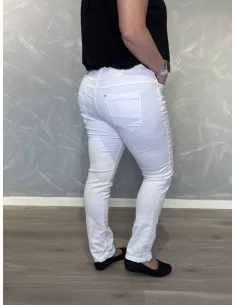 Hvid jeans i stretch denim med knapper – Karostar TIPPY 2