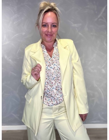 Gul blazer jakke i polyester og elastan med enkel knap – TIPPY Collection TIPPY