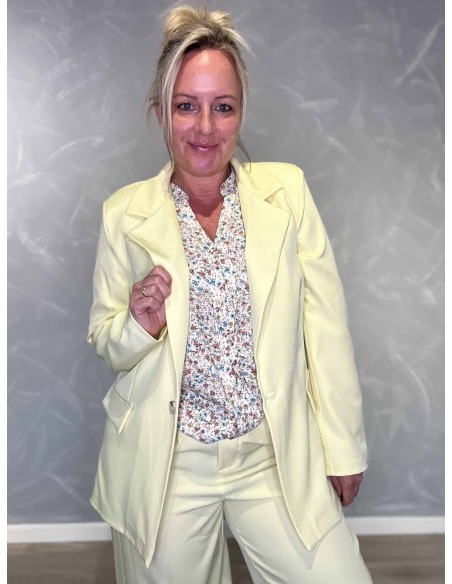 Gul blazer jakke i polyester og elastan med enkel knap – TIPPY Collection TIPPY