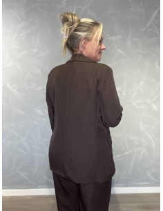 Brun blazer jakke i polyester og elastan med enkel knap – TIPPY Collection TIPP 2