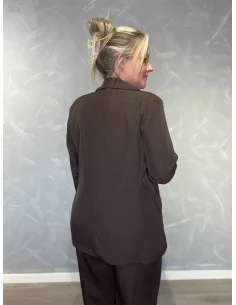 Brun blazer jakke i polyester og elastan med enkel knap – TIPPY Collection TIPP 2