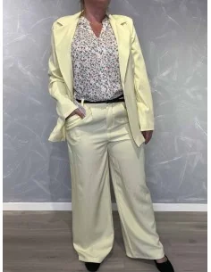 Gule blazer bukser i polyester med bælte og vide ben – TIPPY Collection TIPPY