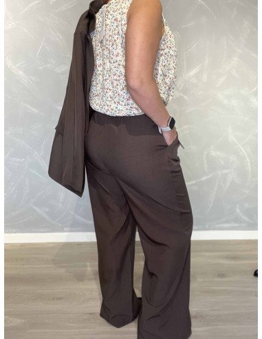 Bagside af brune vide blazer bukser til kvinder – TIPPY