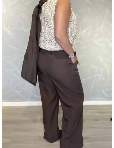 Bagside af brune vide blazer bukser til kvinder – TIPPY