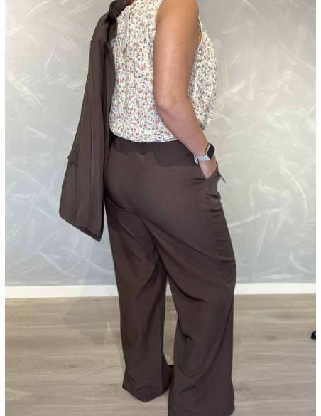 Bagside af brune vide blazer bukser til kvinder – TIPPY