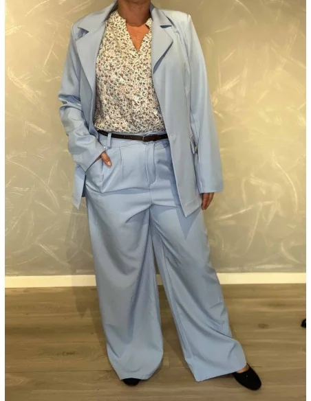 Sky blazer bukser i polyester med bælte og vide ben – TIPPY Collection TIPPY