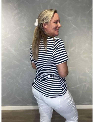 Bagside af navy/milk T-shirt til kvinder – TIPPY