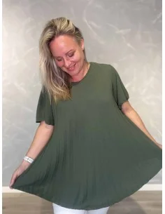 Plisseret bluse med vid pasform | Sand | TIPPY