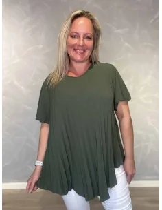 Plisseret bluse med vid pasform | Sand | TIPPY