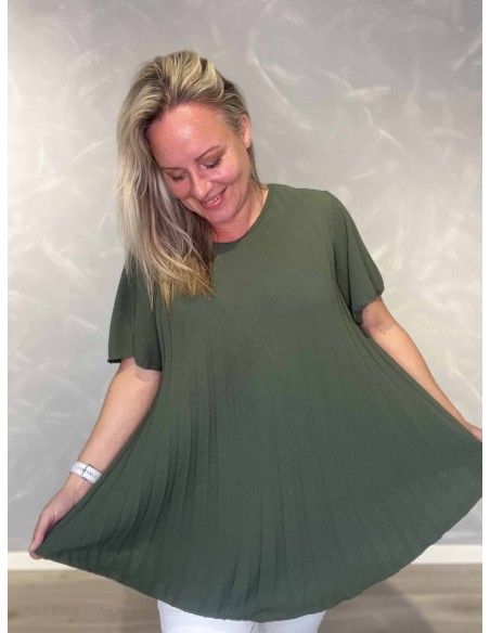Plisseret bluse med vid pasform | Sand | TIPPY