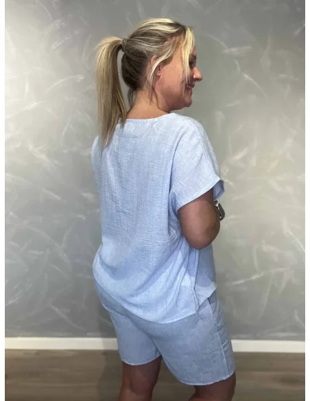Bagside af sky melange box T-shirt til kvinder – TIPPY