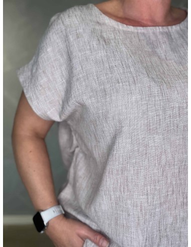 Nærbillede af grå melange stof på box T-shirt – TIPPY